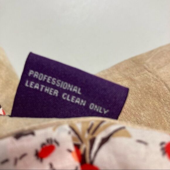 JDS COLLECTION,Women’s Leather Jacket, Tan, Large, Floral lining, Snap button - Picture 8 of 13